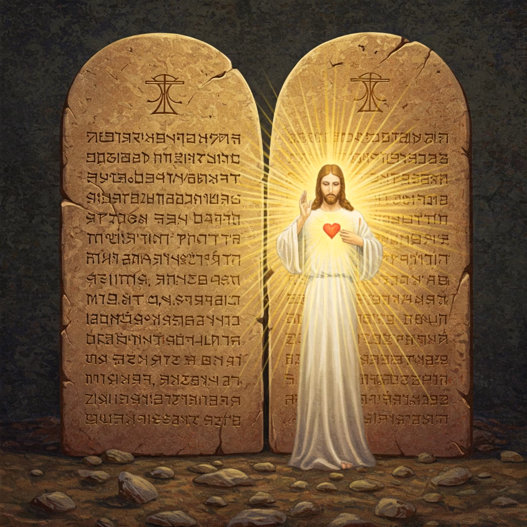 Symbolic art of Law and Love related to Rudolf Steiner Ten Commandments.