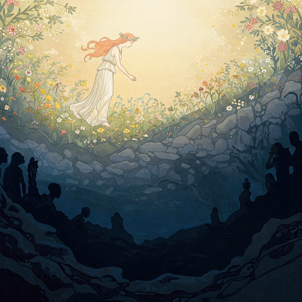 Persephone's descent into the underworld, illustrating the Rudolf Steiner Persephone Hades myth