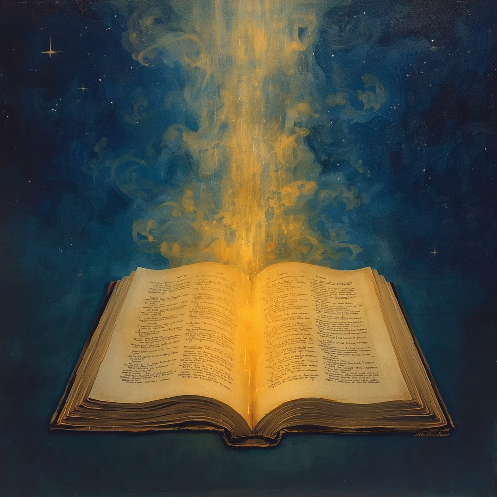 A vast luminous cosmic figure gradually narrows into the outline of a single human form, illustrating Steiner's account of the Christ Being drawing ever closer into the body of Jesus of Nazareth.